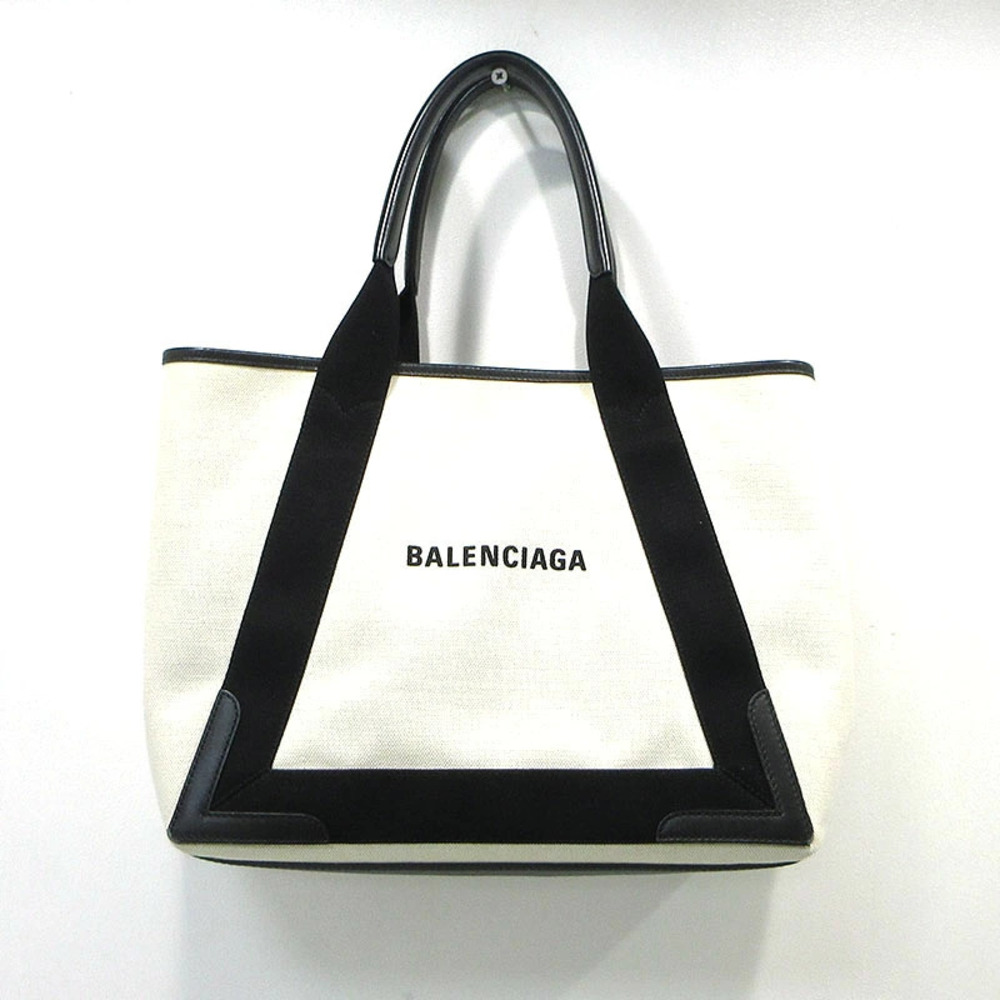 Balenciaga Navy Blue Cabas Tote Bag White